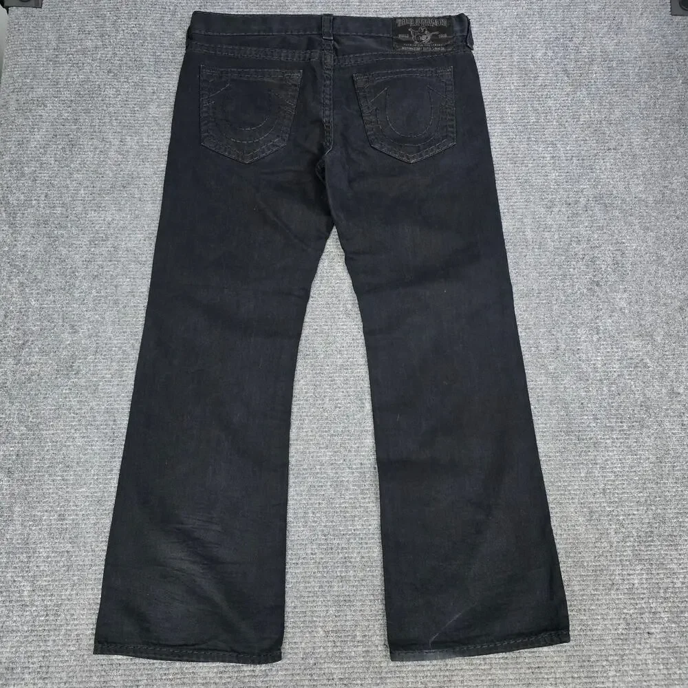 True Religion Jeans Mens Tag 40 Measures 42x34 Black Super T Straight Made USA